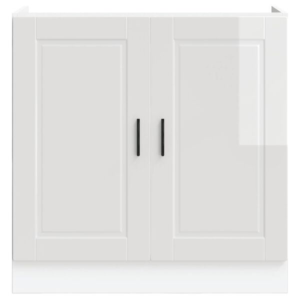 vidaXL Mobile base lavello Porto Bianco Lucido 80x46x81,5cm Truciolato