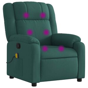 vidaXL Poltrona reclinabile massaggiante in Tessuto Verde Scuro