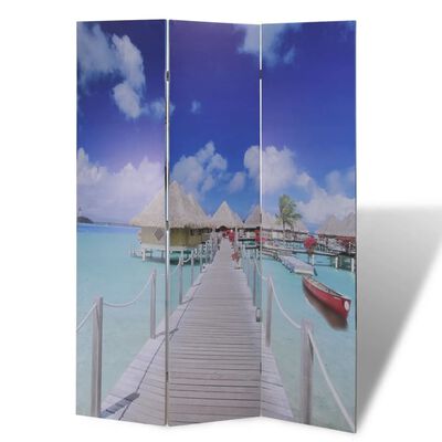 vidaXL Paravento Pieghevole 120x170cm con Stampa Spiaggia
