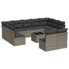 vidaXL Set Divani da Giardino 12 pz con Cuscini Grigio in Polyrattan
