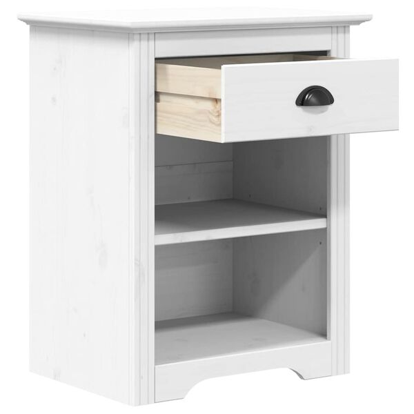 vidaXL Comodino BODO 53x38,5x67 cm in Legno Massello di Pino Bianco