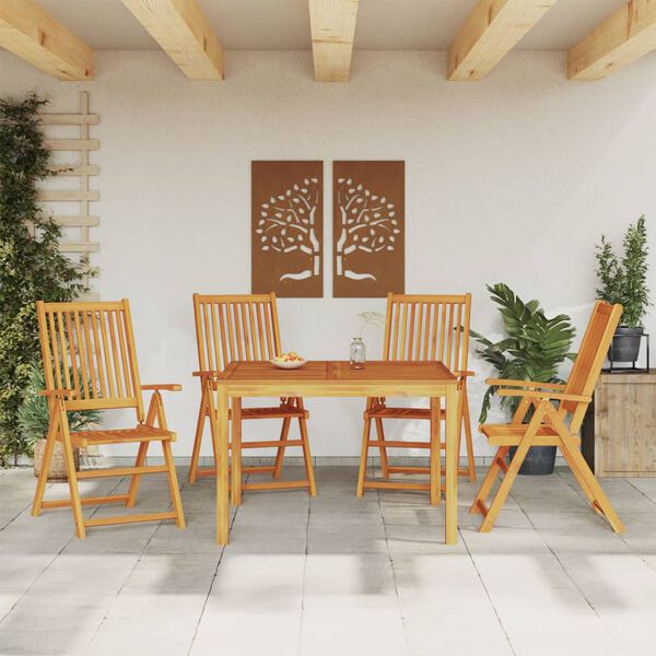 vidaXL Set da Pranzo per Giardino 5 pz in Legno Massello di Acacia