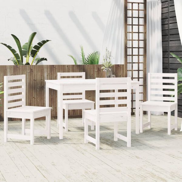 vidaXL Set da Pranzo per Giardino 5pz Bianco in Legno Massello di Pino