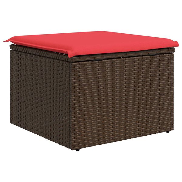 vidaXL Sgabello da giardino con cuscino marrone 55x55x37 cm in polyrattan