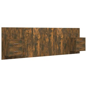 vidaXL Testiera Letto con Comodini in Legno Multistrato Rovere Fumo