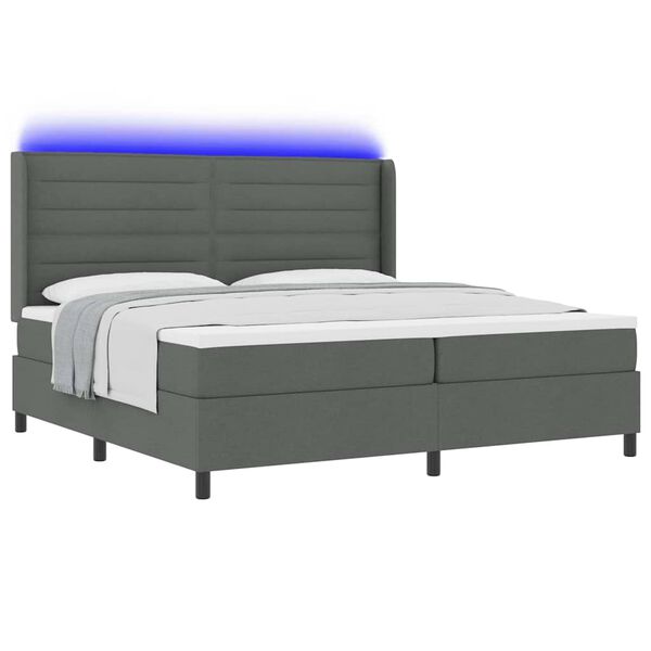 vidaXL Letto a Sorgente LED Grigio scuro 200 x 200 cm Tessuto