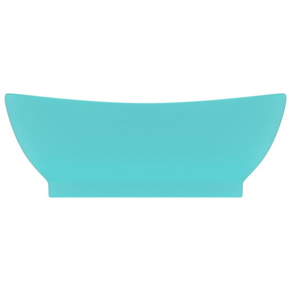 vidaXL Lavabo con Troppopieno Ovale Turchese Opaco 58,5x39 cm Ceramica