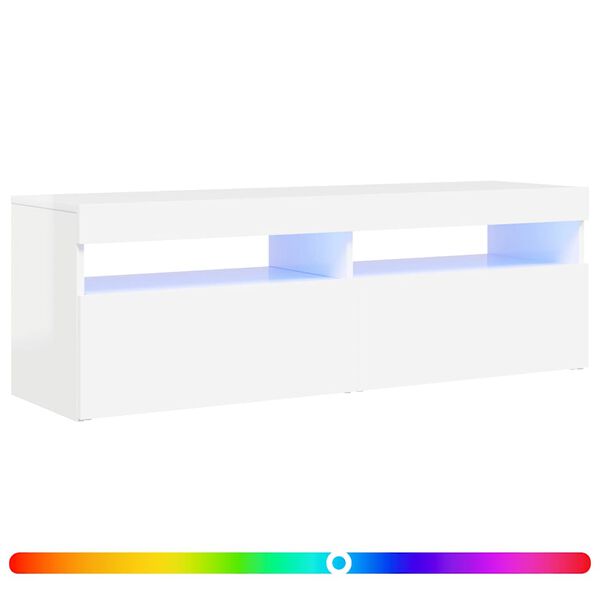 vidaXL Mobile Porta TV con Luci LED Bianco Lucido 120x35x40 cm