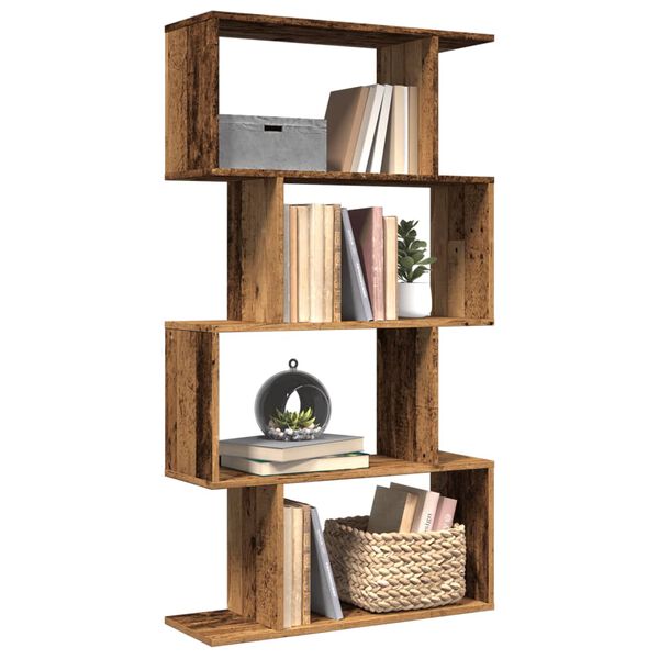 vidaXL Libreria 4 Ripiani Legno Vecchio 70x24x129 cm in Truciolato
