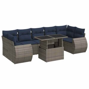 vidaXL Set Divano da Giardino 8pz con Cuscini Grigio Polyrattan Acacia