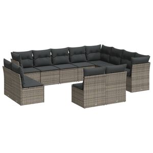 vidaXL Set Divani da Giardino 12 pz con Cuscini Grigio in Polyrattan