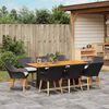vidaXL Set da Pranzo per Giardino con cuscino 9 pcs Nero polyrattan