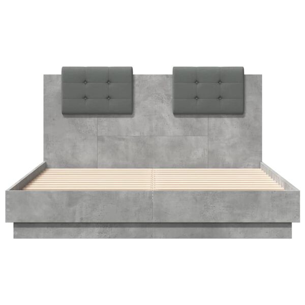 vidaXL Giroletto Testiera Grigio Cemento 135x190 cm Legno Multistrato