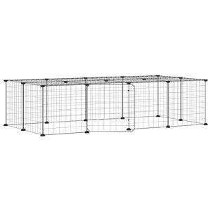 vidaXL Gabbia per Animali 20 Pannelli con Porta Nera 35x35 cm Acciaio