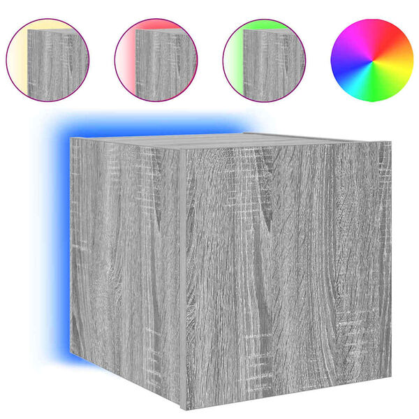 vidaXL Mobile TV a Parete con Luci LED Grigio Sonoma 30,5x35x30 cm