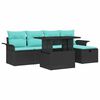 vidaXL Set Divano da Giardino 6 pz Nero polyrattan