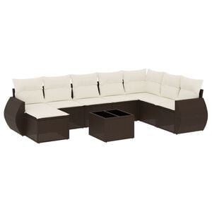 vidaXL Set Divani da Giardino 9pz con Cuscini Marrone in Polyrattan
