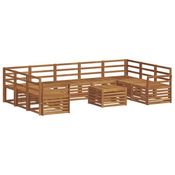 vidaXL Set divani 10 pcs Naturale Legno di Acacia Massello