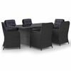 vidaXL Set da Pranzo da Giardino 7 pz in Polyrattan Nero