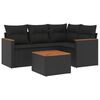 vidaXL Set Divani da Giardino 5 pz con Cuscini in Polyrattan Nero