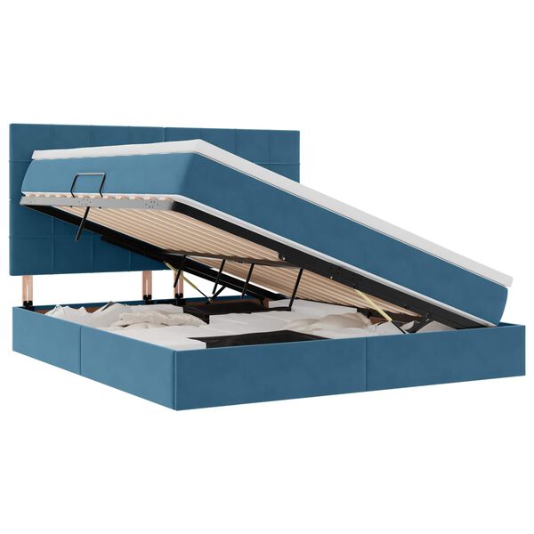 vidaXL Letto con contenitore e materasso Blu Scuro 180 x 200 cm