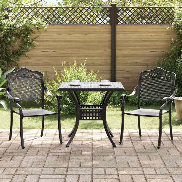 vidaXL Set di Tavolo da Giardino 3 pcs Nero Alluminio pressofuso