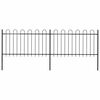 vidaXL Recinzione da Giardino con Parte Superiore ad Anello in Acciaio 359x100 cm Nera