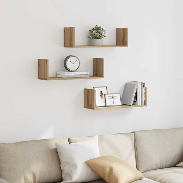 vidaXL Mensole Parete 3pz Rovere Artigianale 58x18x18 cm in Truciolato