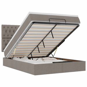 vidaXL Struttura Letto Pouf con Materasso Tortora 140x200cm in Tessuto