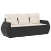 vidaXL Set Divani da Giardino 3 pz con Cuscini in Polyrattan Nero
