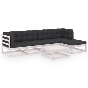 vidaXL Set Divani da Giardino 6 pz con Cuscini Legno Massello di Pino
