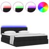 vidaXL Letto con luci a strisce a LED Nero 180 x 200 cm Tessuto