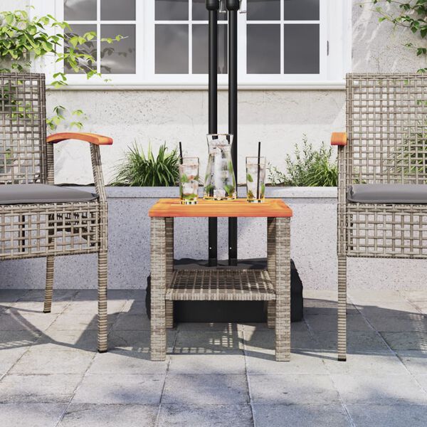 vidaXL Tavolo da Giardino Grigio 40x40x42 cm Polyrattan e Legno Acacia
