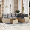 vidaXL Set Divani da Giardino 7 pz con Cuscini Beige in Polyrattan