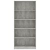 vidaXL Libreria 5 Ripiani Grigio Cemento 80x24x175cm Legno Multistrato