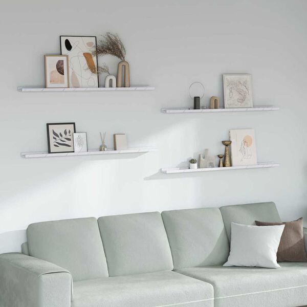 vidaXL Scaffale da parete 4 pcs Marmo Bianco 115 x 9 x 3 cm