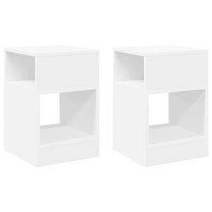 vidaXL Tavolino 2 pz Bianco 30,5 x 30 x 45 cm Legno ingegnerizzato