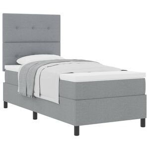 vidaXL Letto a molle con materasso Grigio chiaro 90 x 200 cm Tessuto