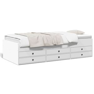 vidaXL Divano Letto con Cassetti senza Materasso Bianco 90x190 cm