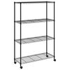 vidaXL Scaffale a 4 Livelli con Ruote 90x35x142 cm Nero 200 kg
