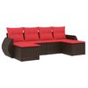 vidaXL Set Divani da Giardino 6 pz con Cuscini Marrone in Polyrattan