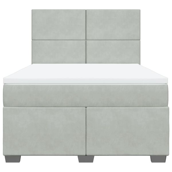 vidaXL Giroletto a Molle con Materasso Grigio Chiaro 140x190cm Velluto