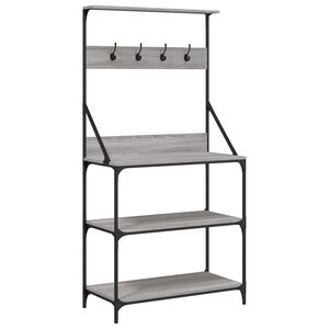 vidaXL Scaffale Cucina Ganci 4 Ripiani Grigio Sonoma Legno Multistrato