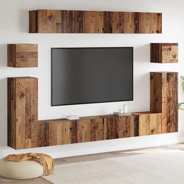 vidaXL Unit&agrave; TV 4 pcs Legno vecchio Legno multistrato