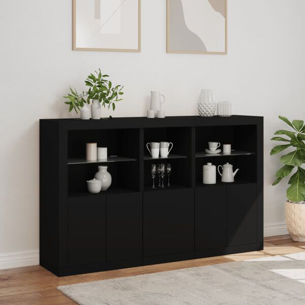vidaXL Credenza con Luci LED Nera 162x37x100 cm