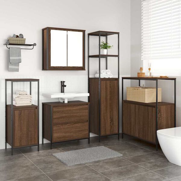 vidaXL Set di mobili per il bagno 5 pcs Marrone 76.5 x 35 x 95 cm