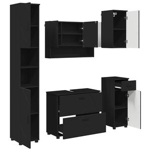 vidaXL Set di mobili per il bagno 5 pz Nero 35 x 30 x 192 cm