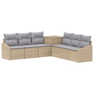 vidaXL Set di divani 7 pz Beige e Grigio Chiaro