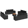 vidaXL Set Divani da Giardino 13pz con Cuscini Nero in Polyrattan