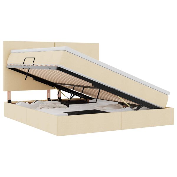vidaXL Letto con contenitore e materasso Crema 180 x 200 cm Poliestere
